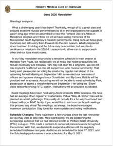 June 2020 Newsletter