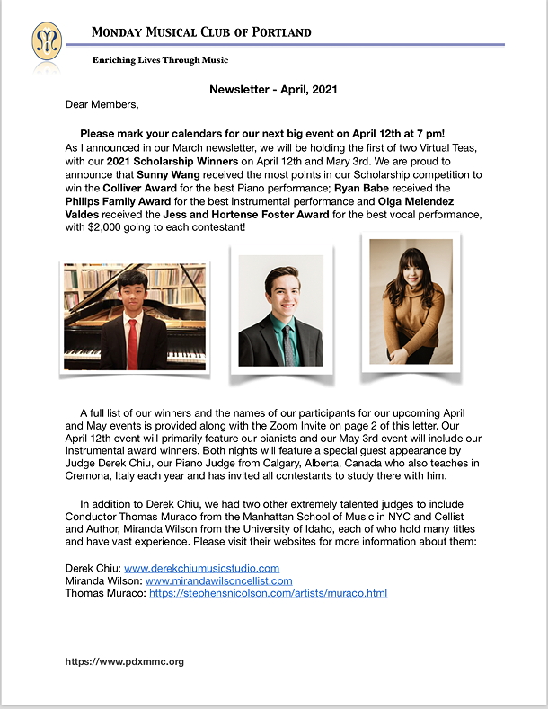 April 2021 MMC Newsletter