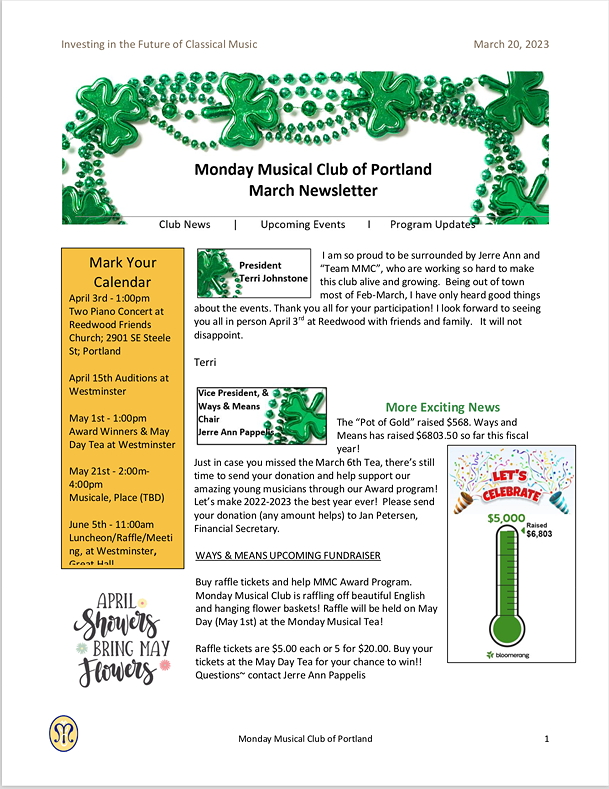 March 2023 MMC Newsletter