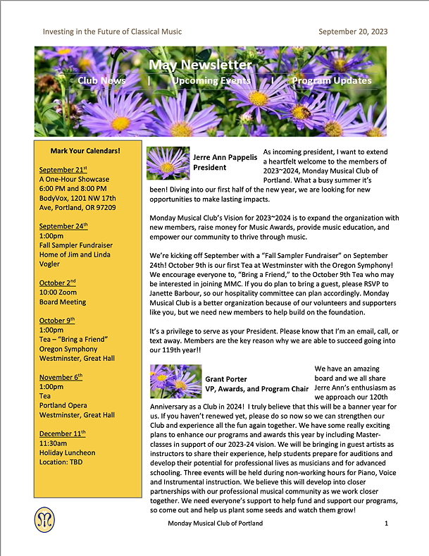 Sept 2023 MMC Newsletter