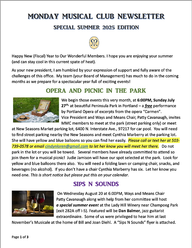 July 2025 Newsletter